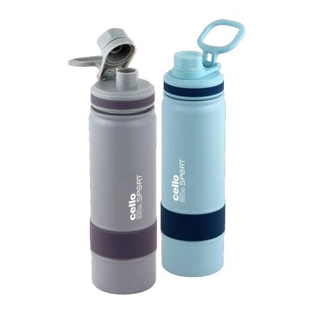 Cello Chill-Up insulated sports bottles in grey and blue
